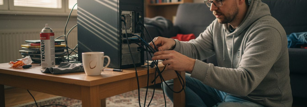 Man ser till att datorn är redo för en säker rengöring.