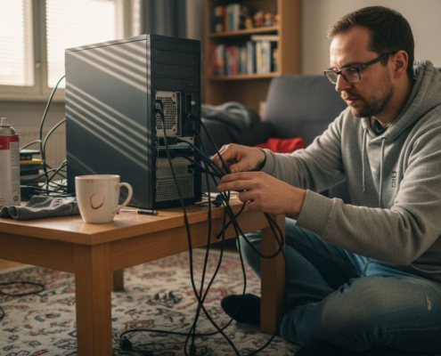 Man ser till att datorn är redo för en säker rengöring.