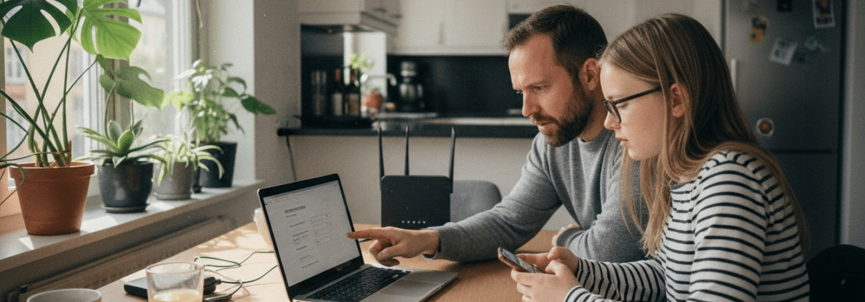 Två personer arbetar vid ett bord