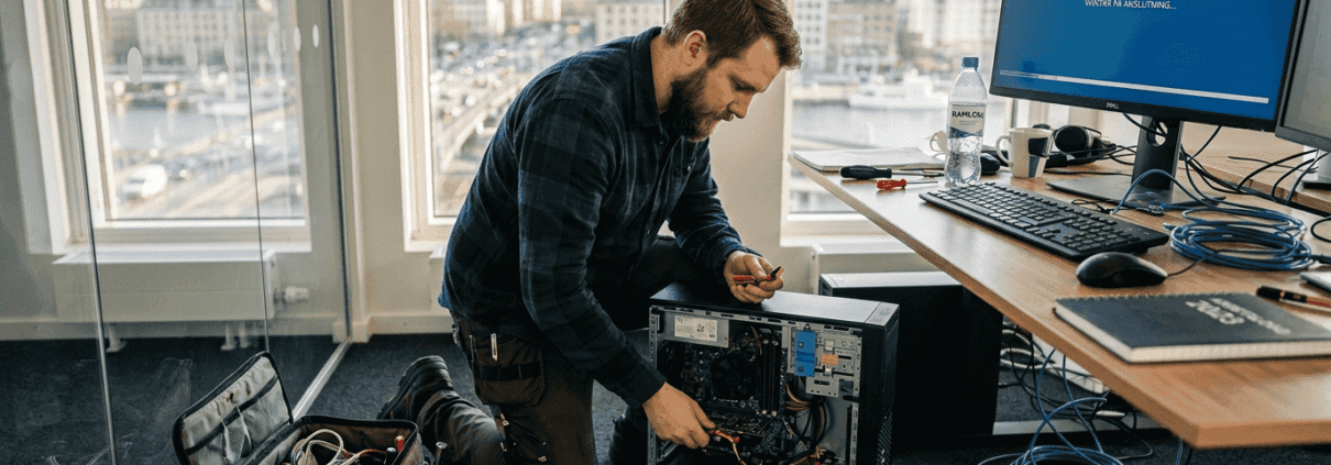 IT-tekniker arbetar med datorreparation