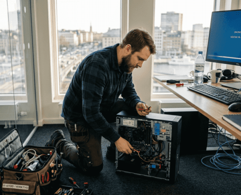 IT-tekniker arbetar med datorreparation